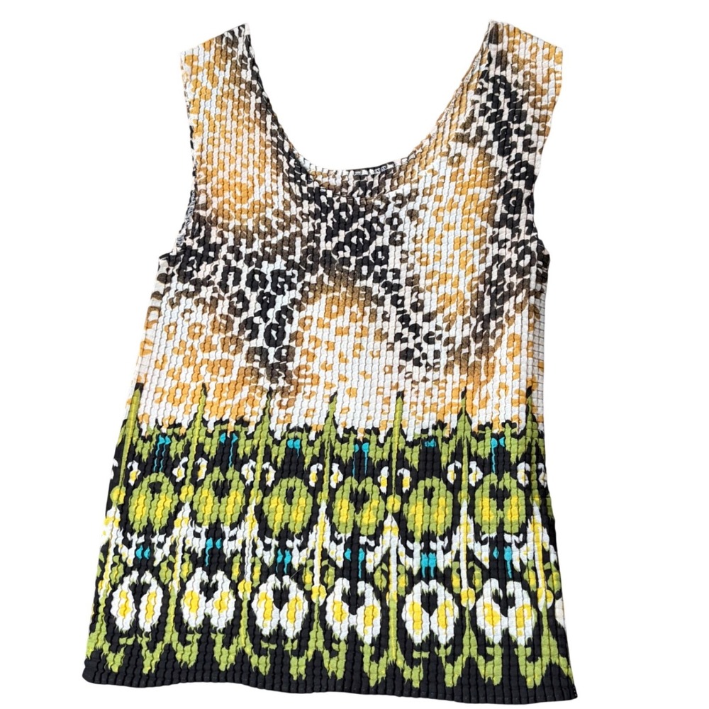 Y2K Vintage Popcorn Crinkle Top Animal Print Stretch Tank